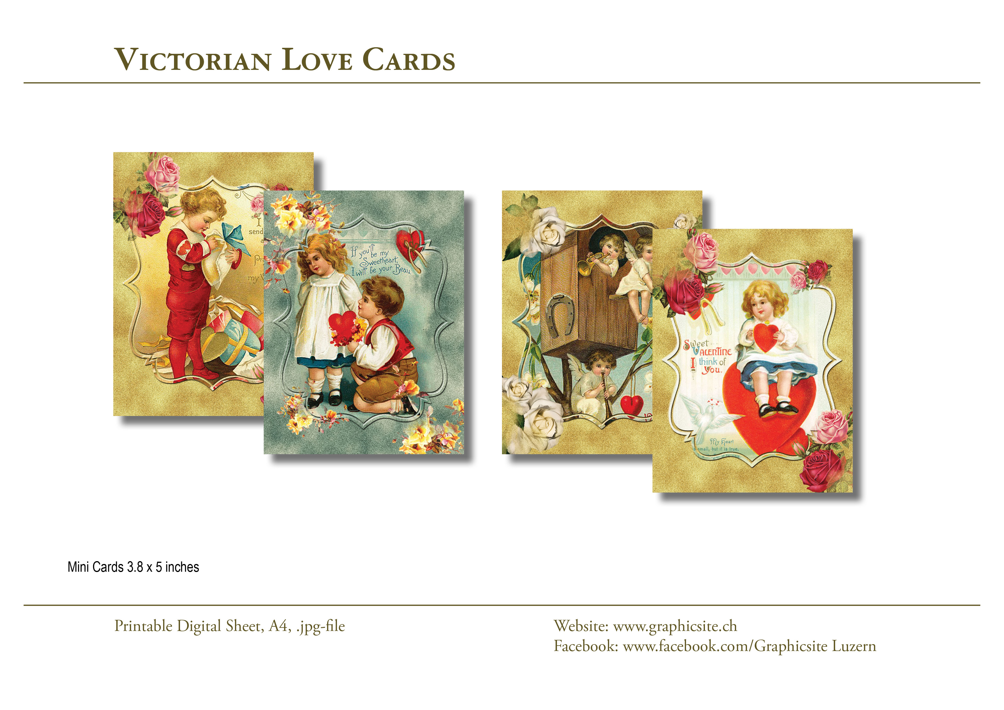 Karten selber drucken - 3.8 Mini Karten - VictorianLoveCards